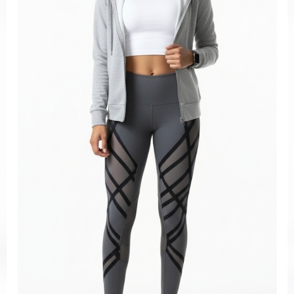 ALO Yoga Pants - Alo yoga mesh wrapped stirrup high waist grey leggins size extra small